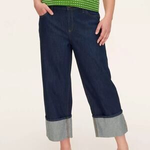 Kate Spade x Target High-Rise Straight Leg Wide Cuff Jeans Dark Blue 14